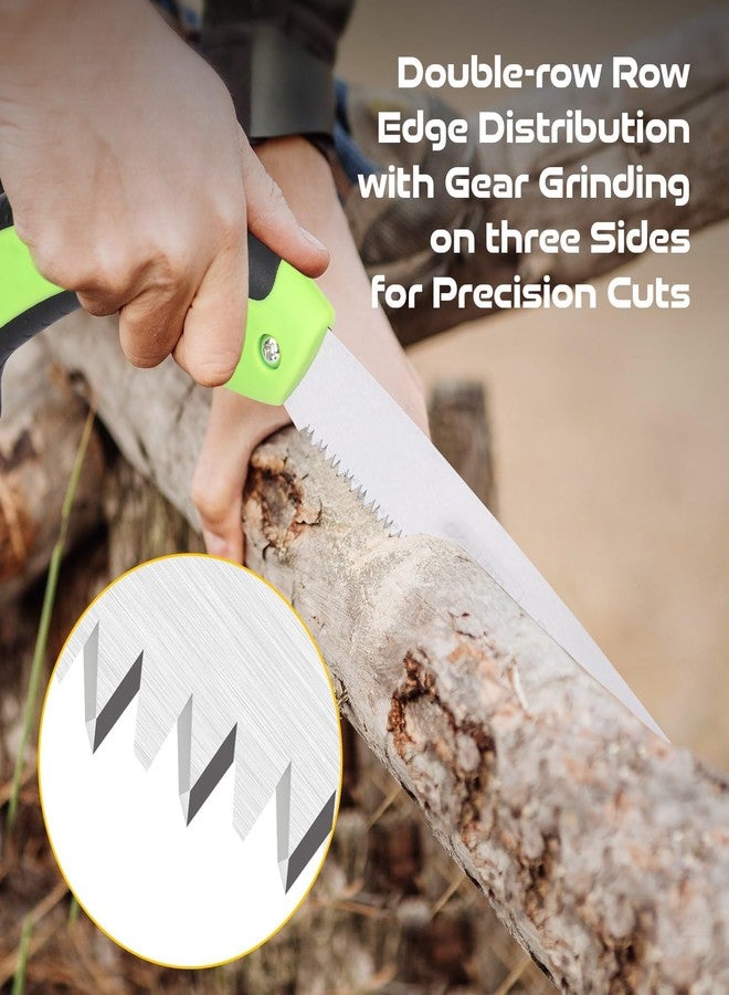 ديلي منشار يدوي ديلي DL580924 بطول 240 مم، أسنان منشار 7 TPI مع طحن ثلاثي الجوانب ومقبض مطلي بمادة مانعة للانزلاق، شفرات فولاذية شديدة التحمل 65Mn للتخييم والبستنة والصيد (عبوة من قطعة واحدة، أخضر) - Image 3